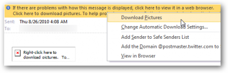 Как сделать, чтобы Outlook сразу показывал картинки в почте, присланной с проверенных ящиков?
