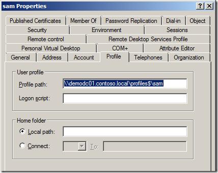 Как создать перемещаемый профиль пользователя на платформе Windows Server 2003?