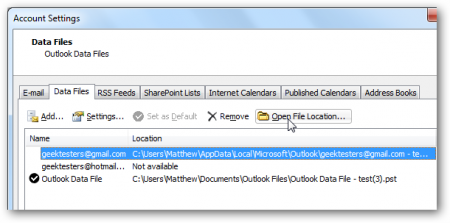 Где Outlook хранит PST файл и как его переместить на другой диск?