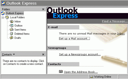 Как восстановить панель инструментов Outlook Express?